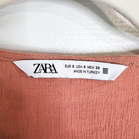 Zara Marsala Peach Ruffled Mini Dress - Picture 6 of 6
